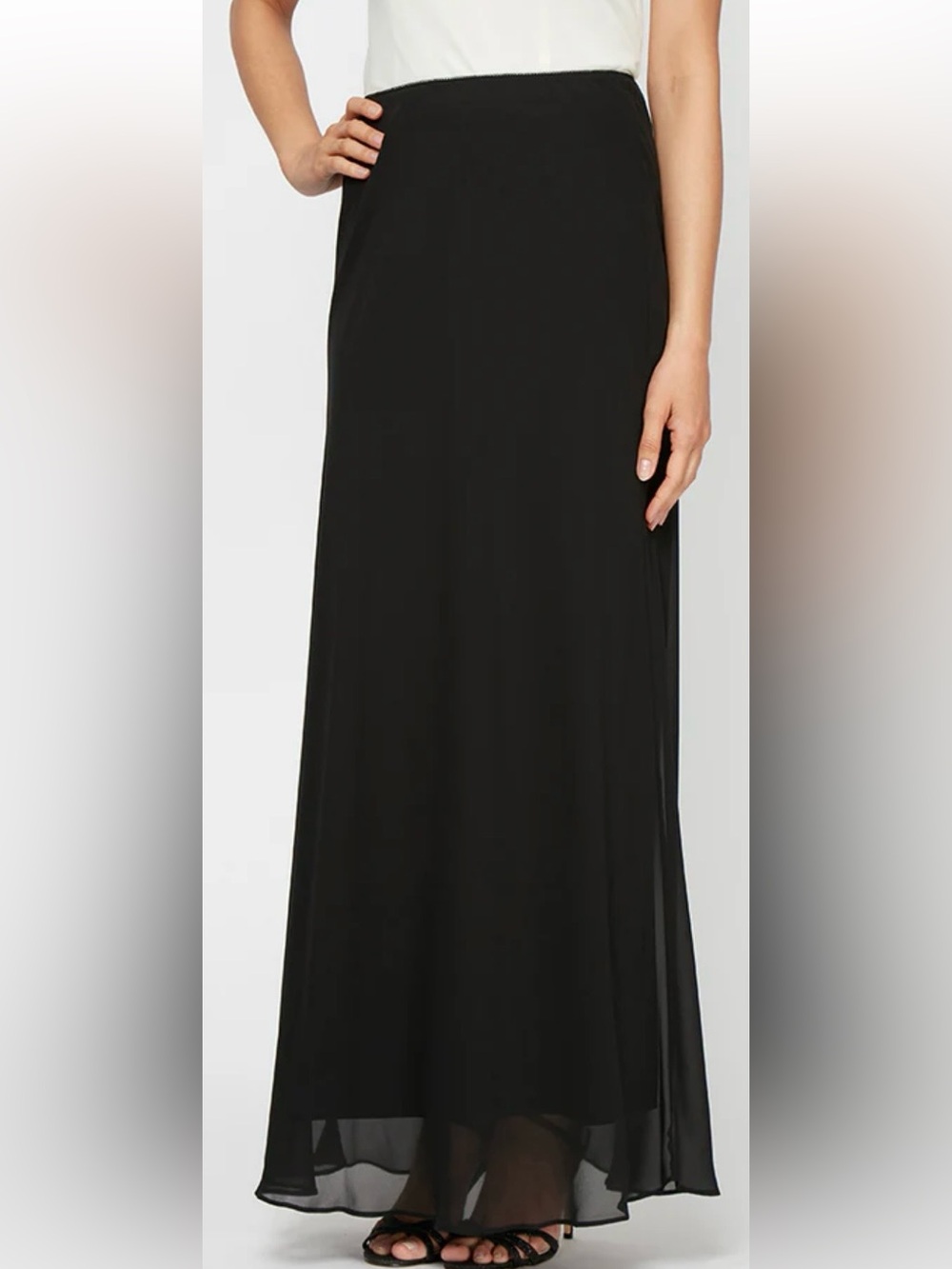 Alex Evenings Black Chiffon Maxi Skirt